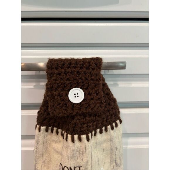 Crochet Top Kitchen Towel-Don’t talk to me unless I’ve had my coffee - Picture 2 of 2
